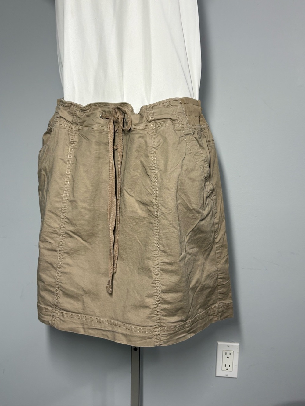 d. jeans Khaki Drawstring Mini Skirt